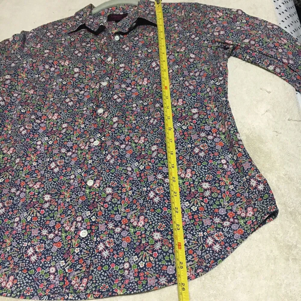 J Crew Liberty Art Fabrics Floral Perfect Shirt Women 8 Multicolor Cottage - Picture 11 of 13